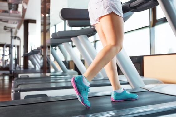 running on a treadmill