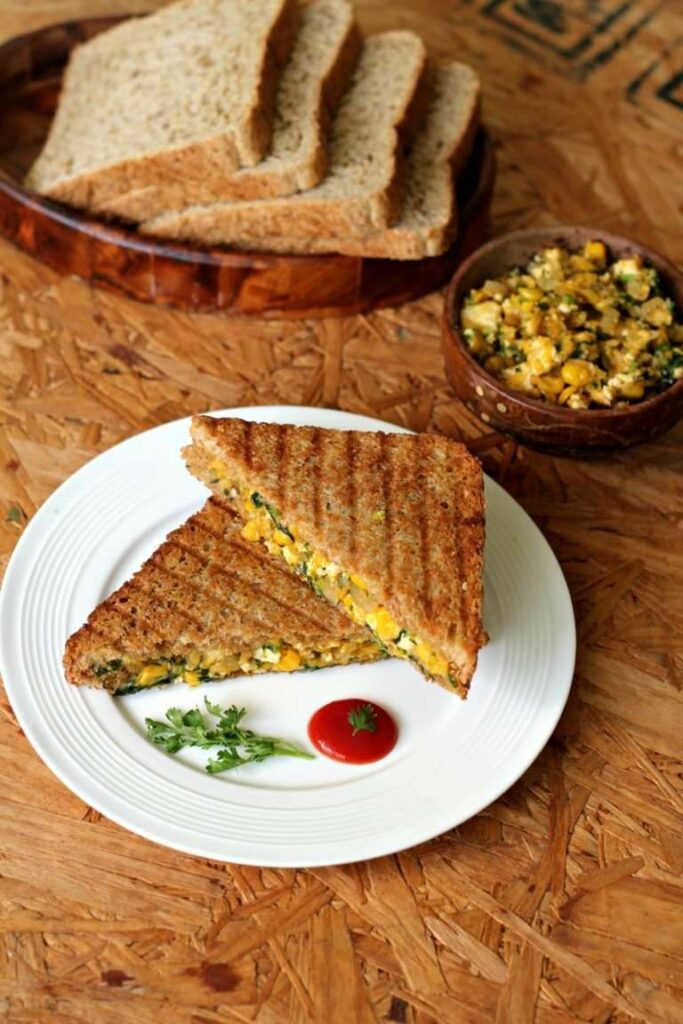 Paneer Bhurji Whole Wheat Sandwich